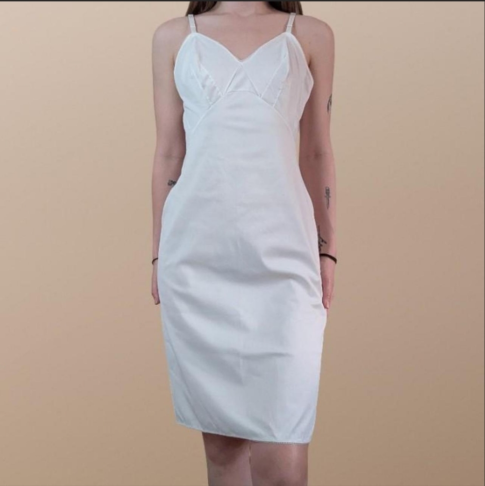 Vintage 1950's Van Raalt Elegant White Nylon Slip Dress S